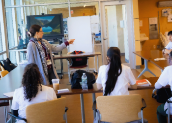 nursing instructor with students