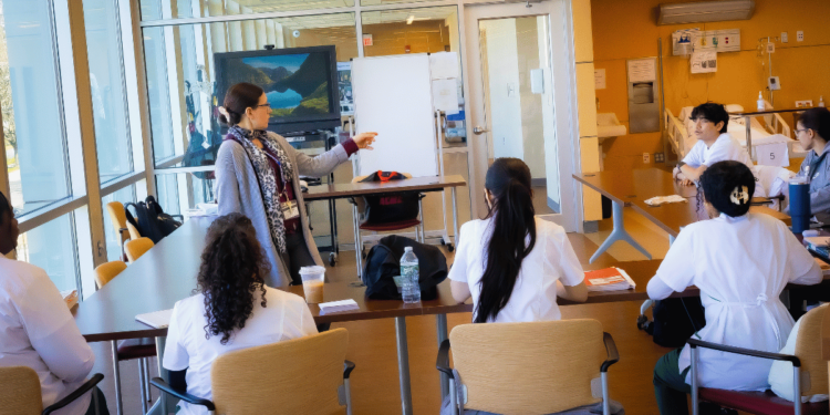 nursing instructor with students