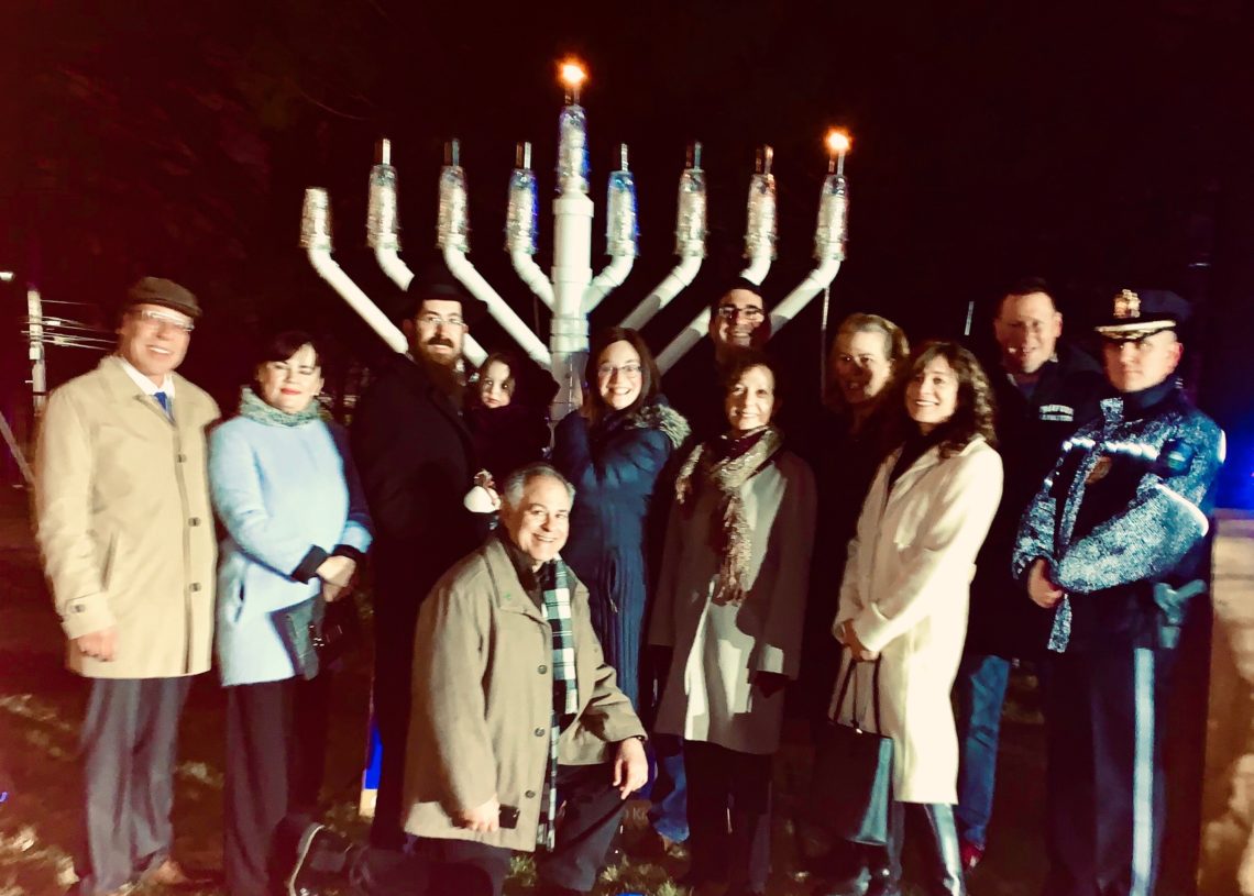 Felician University community gathered at Temple Beth El to celebrate the lighting of the menorah and Hanukkah