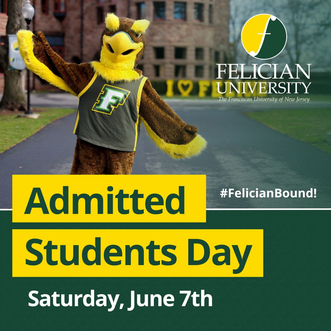 Have you been accepted to Felician University for fall 2025? Then you should join us for Admitted Students Day this Saturday, June 7th on our Rutherford campus! 🙌 

You'll get a chance to:
🗣️ Connect with current Golden Falcons 
📚 Join interactive sessions that showcase our academic programs and campus life
👋 Meet professors & support staff
🎉 Get a sneak peek of campus life 

This is your moment — don’t miss it! Register now using the link in our bio and start your Felician journey. 🦅 👏 

___________________
#FelicianUniversity #FutureGoldenFalcon #FelicianUniversity #AdmittedStudentsDay #GoldenFalconBound