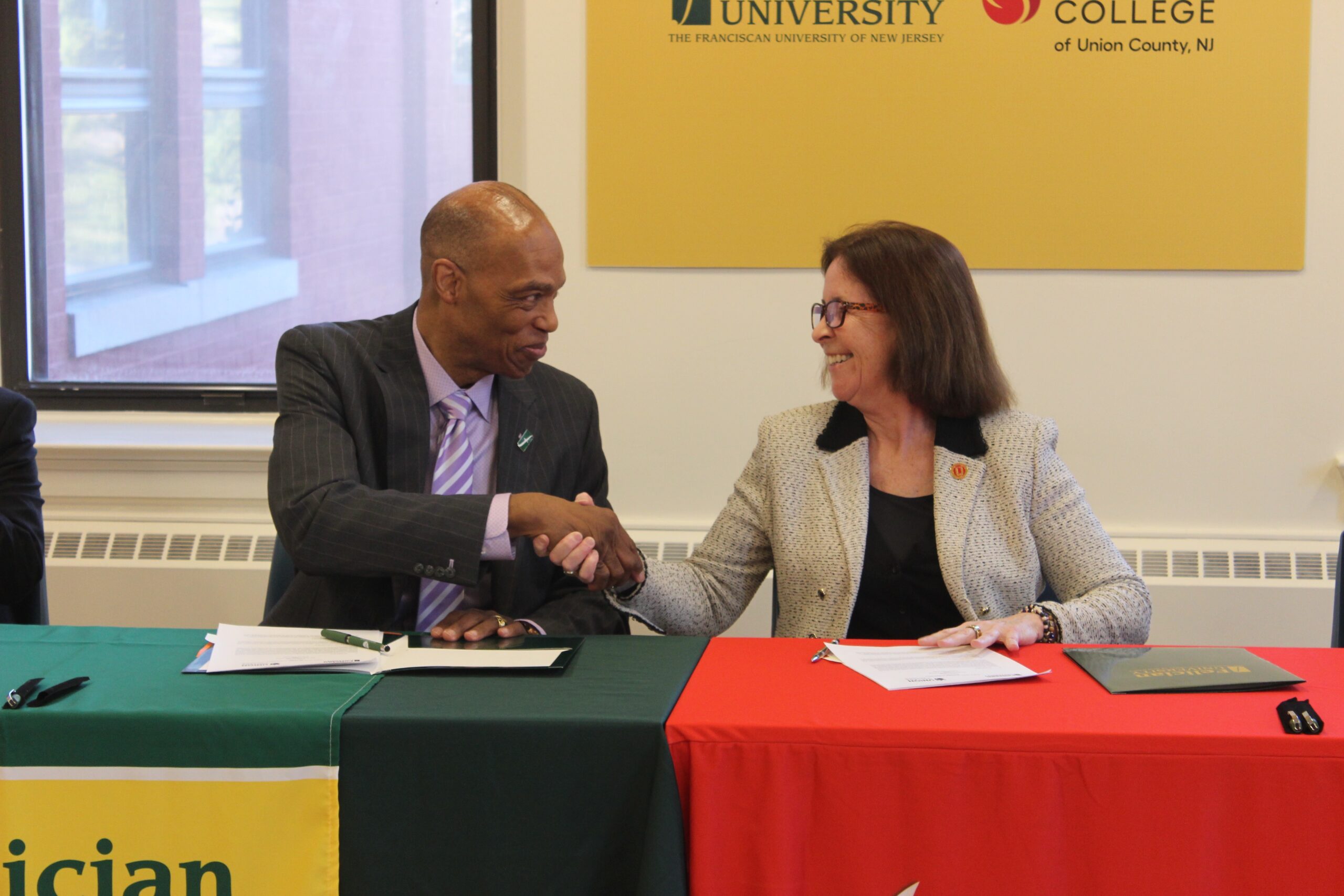 Presidents James W. Crawford, III, Felician University (left) and Dr. Margaret McMenamin, Union College (right)