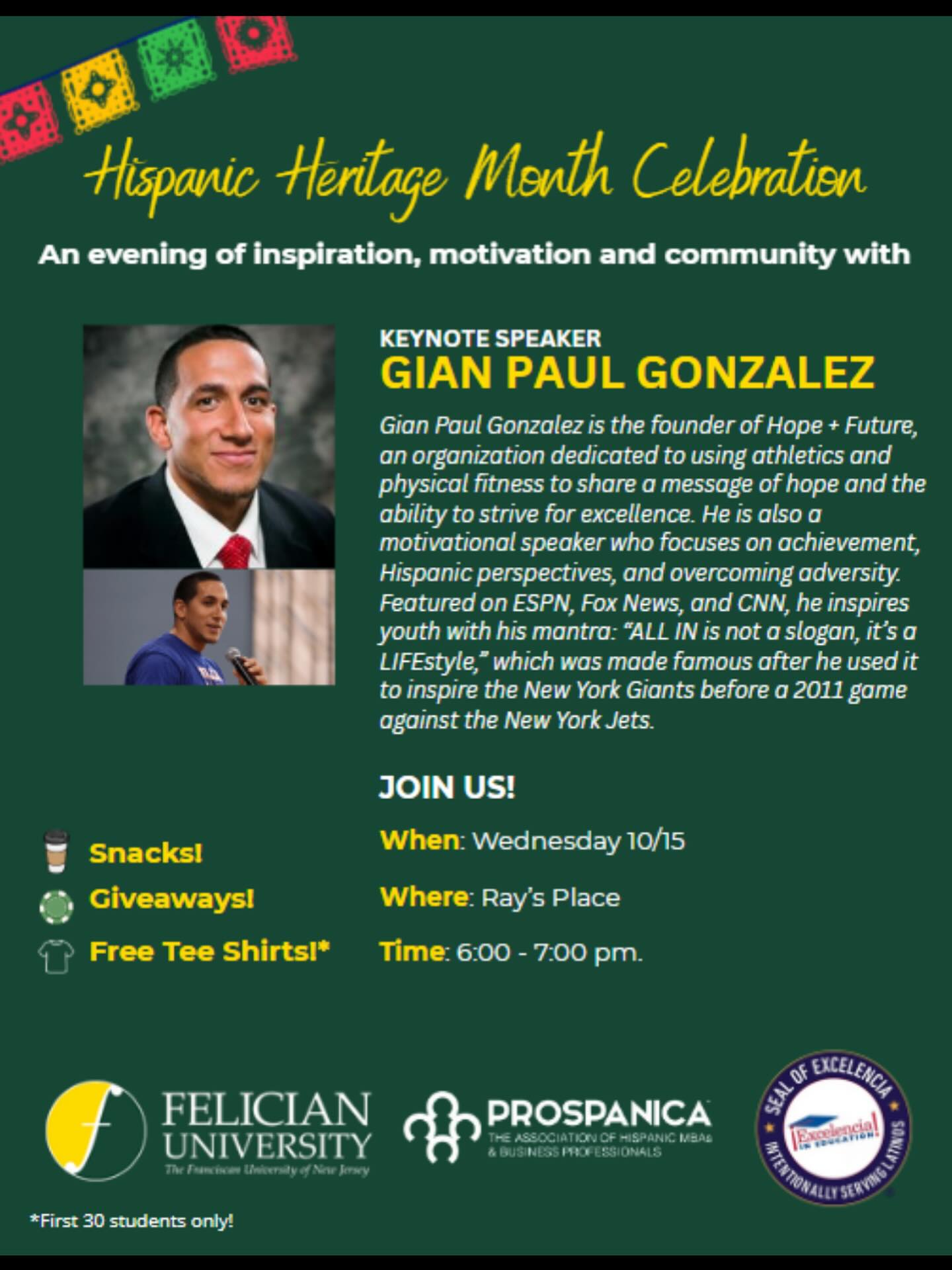 Come close out Hispanic Heritage Month with us in Ray’s Place starting NOW ✨