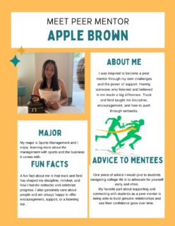 Meet our Peer Mentor Spotlight: Apple Brown 🍎✨ A dedicated leader who’s passionate about supporting students, building confidence, and creating a space where everyone feels heard.