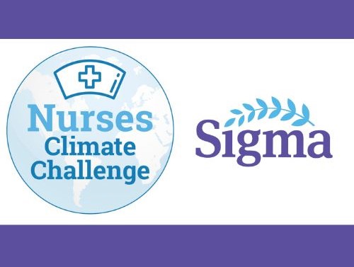 badge for sigma, reading"nurses climate change"