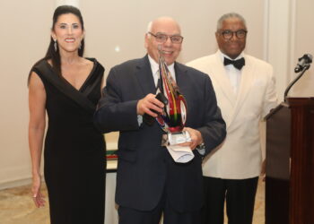 Spark of the Divine award winner Jim D'Agostino with President Mildred Mihlon and Board chair Donald C. Jones.